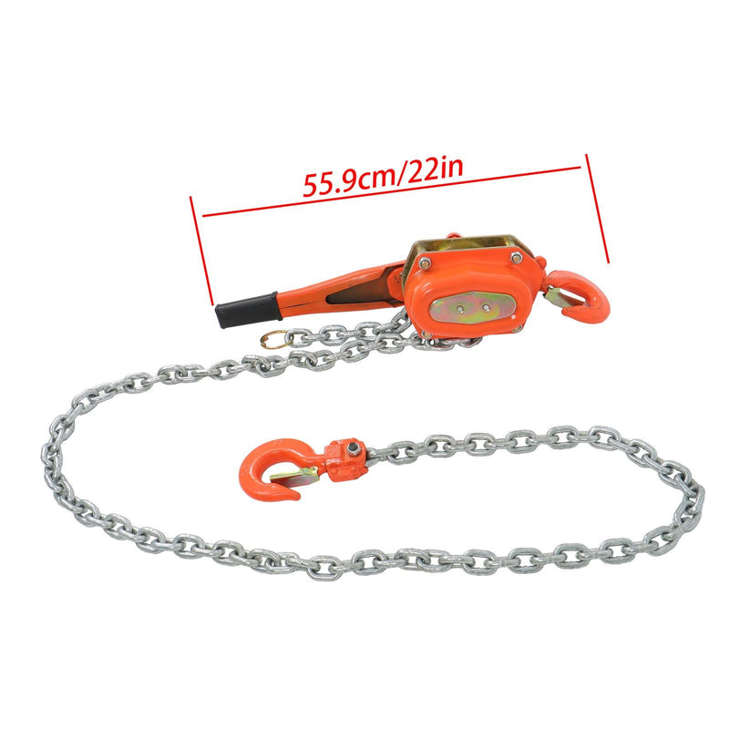 DURAFORCE 10ft 6600lb Capacity G80 Chain Manual Lever Steel Chain Hoist Wrench Block Hoist