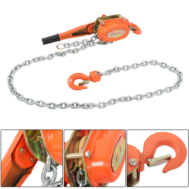 DURAFORCE 10ft 6600lb Capacity G80 Chain Manual Lever Steel Chain Hoist Wrench Block Hoist