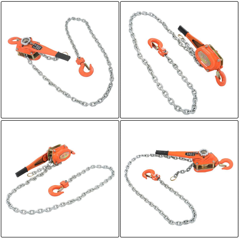 DURAFORCE 10ft 6600lb Capacity G80 Chain Manual Lever Steel Chain Hoist Wrench Block Hoist