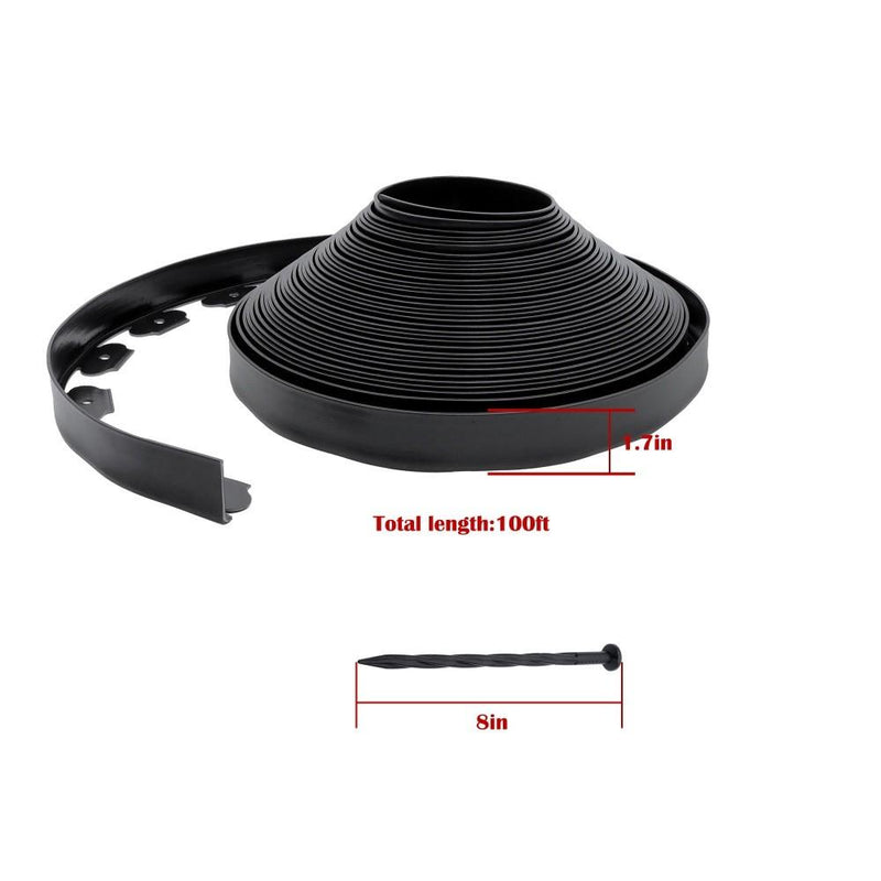 DURAFORCE 100FT 1.7" Garden Landscape Edging No Dig Lawn Edging Border With 64 8-In Spikes
