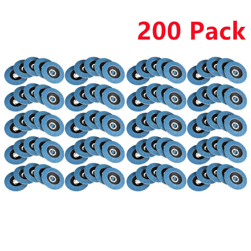 DURAFORCE 200 Pcs 4.5" 40 Grit T29 High Quality Premium Zirconia Flap Disc Sanding Grnding