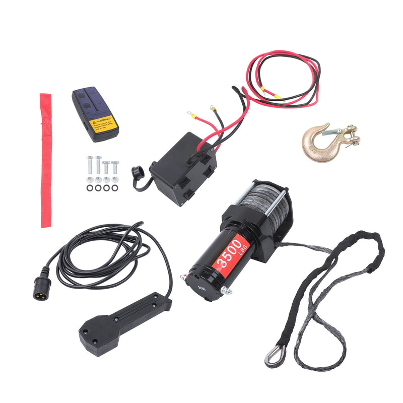 DURAFORCE 3500lbs 12V Synthetic Rope Electric Winch w/ Wireless and Wired Remote Control