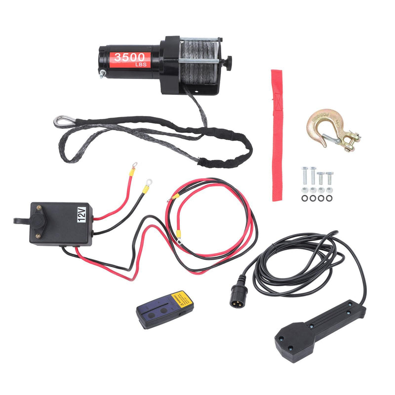 DURAFORCE 3500lbs 12V Synthetic Rope Electric Winch w/ Wireless and Wired Remote Control