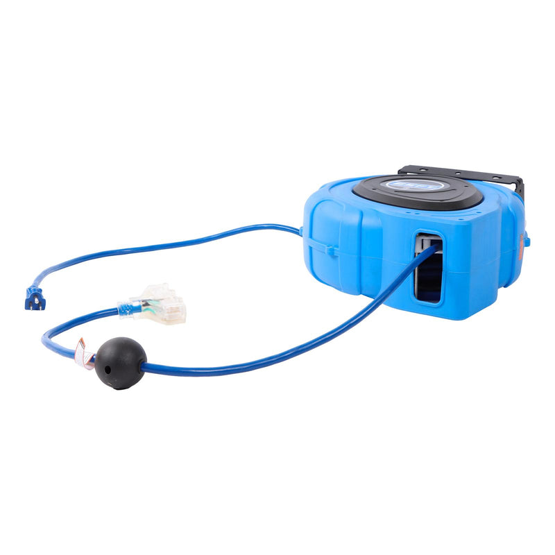DURAFORCE 12-AWG/3C 65FT SJTOW Retractable Extension Cord Reel Power Cord Reel