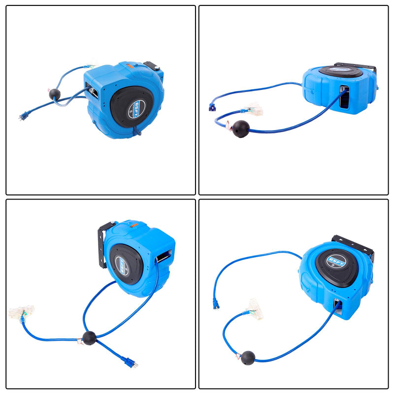 DURAFORCE 12-AWG/3C 65FT SJTOW Retractable Extension Cord Reel Power Cord Reel