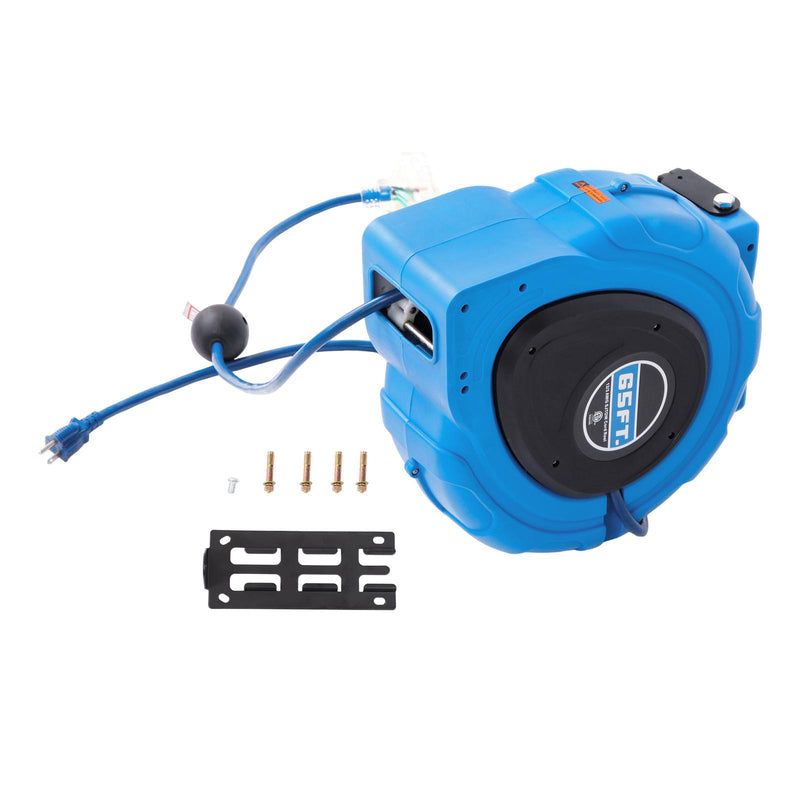 DURAFORCE 12-AWG/3C 65FT SJTOW Retractable Extension Cord Reel Power Cord Reel