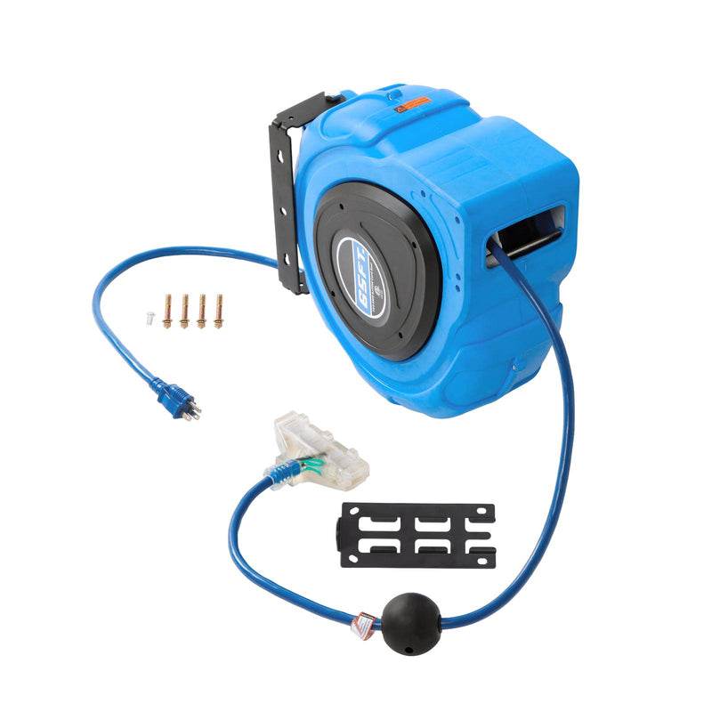 DURAFORCE 12-AWG/3C 65FT SJTOW Retractable Extension Cord Reel Power Cord Reel