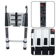 DURAFORCE 12.5 FT Aluminum Telescoping Ladder Lightweight With 2 Detachable Roof Hooks