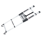 DURAFORCE 12.5 FT Aluminum Telescoping Ladder Lightweight With 2 Detachable Roof Hooks