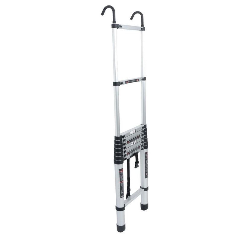 DURAFORCE 12.5 FT Aluminum Telescoping Ladder Lightweight With 2 Detachable Roof Hooks