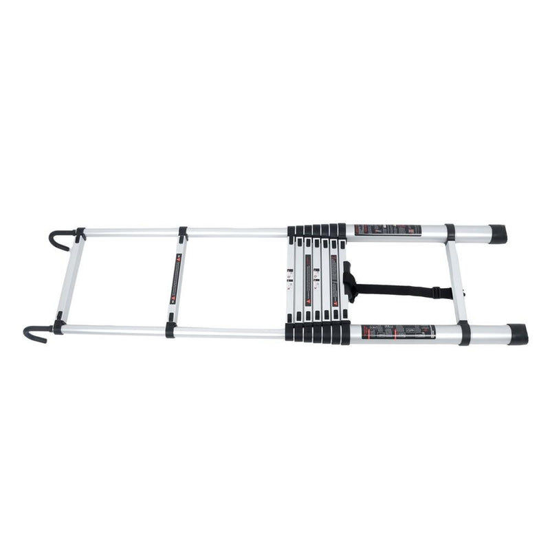 DURAFORCE 12.5 FT Aluminum Telescoping Ladder Lightweight With 2 Detachable Roof Hooks