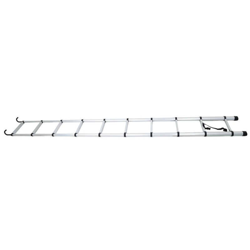 DURAFORCE 12.5 FT Aluminum Telescoping Ladder Lightweight With 2 Detachable Roof Hooks