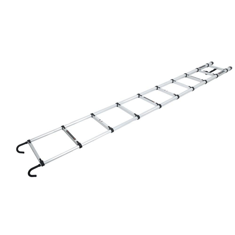 DURAFORCE 12.5 FT Aluminum Telescoping Ladder Lightweight With 2 Detachable Roof Hooks