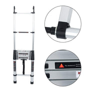 DURAFORCE 12.5 FT Aluminum Telescoping Ladder Lightweight With 2 Detachable Roof Hooks