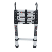 DURAFORCE 12.5 FT Aluminum Telescoping Ladder Lightweight With 2 Detachable Roof Hooks