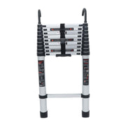 DURAFORCE 12.5 FT Aluminum Telescoping Ladder Lightweight With 2 Detachable Roof Hooks