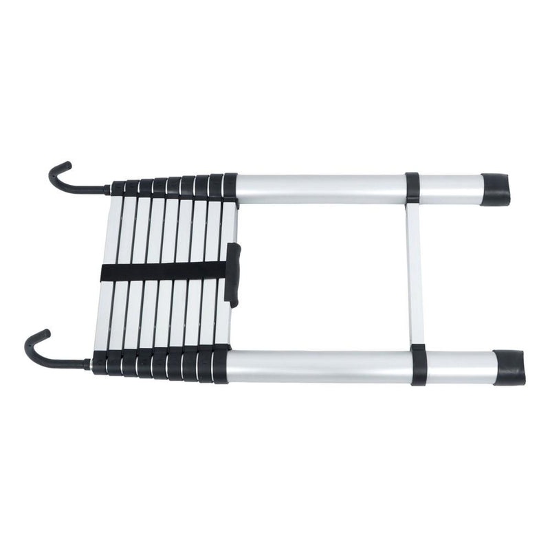 DURAFORCE 12.5 FT Aluminum Telescoping Ladder Lightweight With 2 Detachable Roof Hooks
