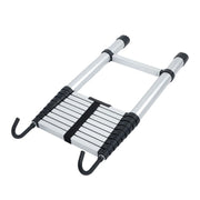 DURAFORCE 12.5 FT Aluminum Telescoping Ladder Lightweight With 2 Detachable Roof Hooks