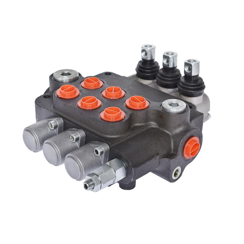 DURAFORCE Hydraulic Monoblock 3 Spool 21 GPM Double Acting Control Valve SAE Ports