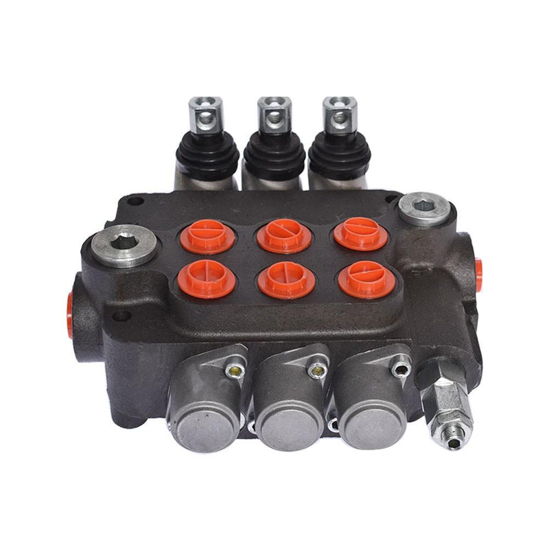 DURAFORCE Hydraulic Monoblock 3 Spool 21 GPM Double Acting Control Valve SAE Ports