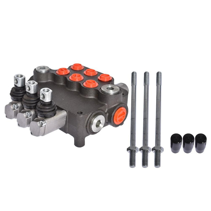 DURAFORCE Hydraulic Monoblock 3 Spool 21 GPM Double Acting Control Valve SAE Ports