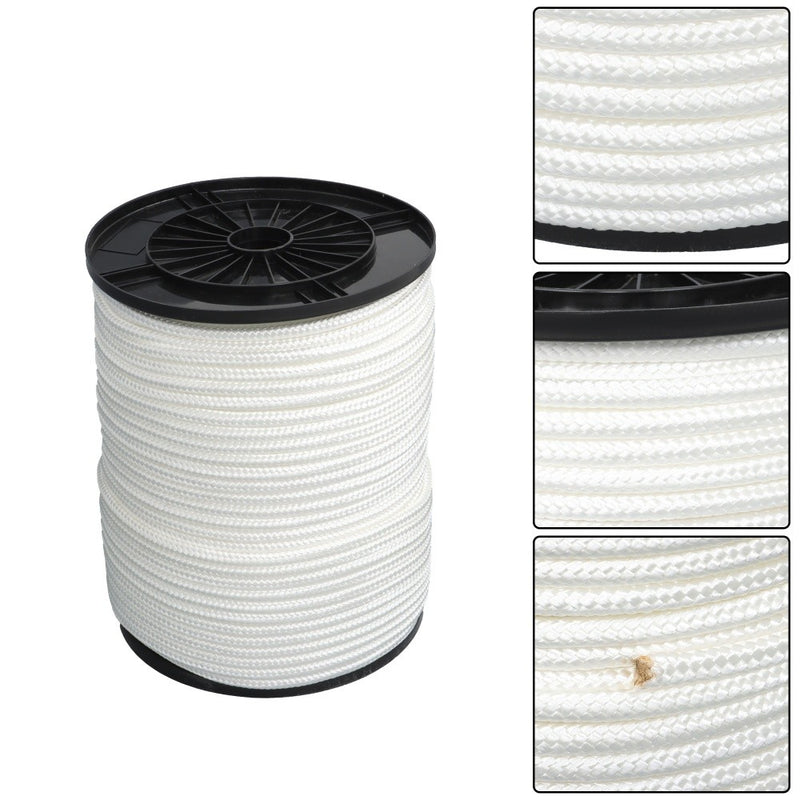 DURAFORCE 3/8 Inch Nylon Rope 500 Foot Spool 100% Nylon Solid Braid Rope Dyeable White