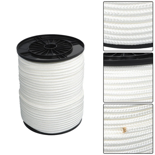 DURAFORCE 3/8 Inch Nylon Rope 500 Foot Spool 100% Nylon Solid Braid Rope Dyeable White