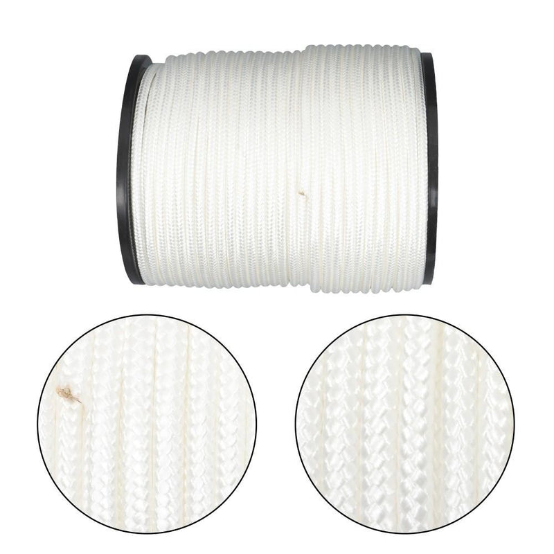 DURAFORCE 3/8 Inch Nylon Rope 500 Foot Spool 100% Nylon Solid Braid Rope Dyeable White