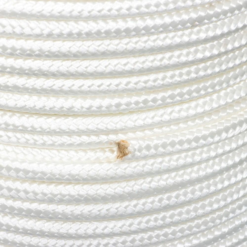 DURAFORCE 3/8 Inch Nylon Rope 500 Foot Spool 100% Nylon Solid Braid Rope Dyeable White