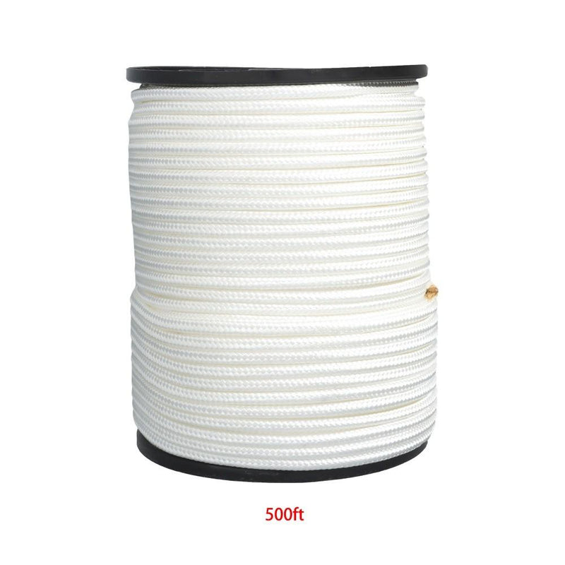 DURAFORCE 3/8 Inch Nylon Rope 500 Foot Spool 100% Nylon Solid Braid Rope Dyeable White