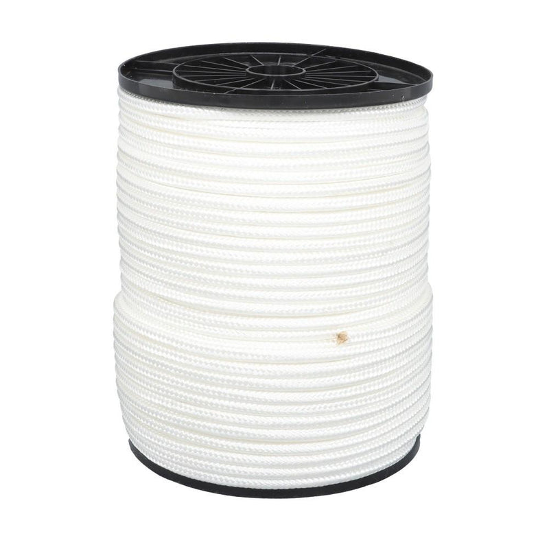 DURAFORCE 3/8 Inch Nylon Rope 500 Foot Spool 100% Nylon Solid Braid Rope Dyeable White