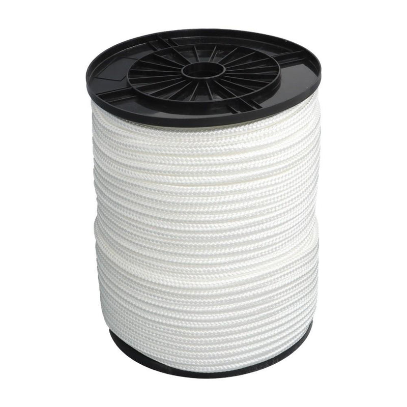 DURAFORCE 3/8 Inch Nylon Rope 500 Foot Spool 100% Nylon Solid Braid Rope Dyeable White