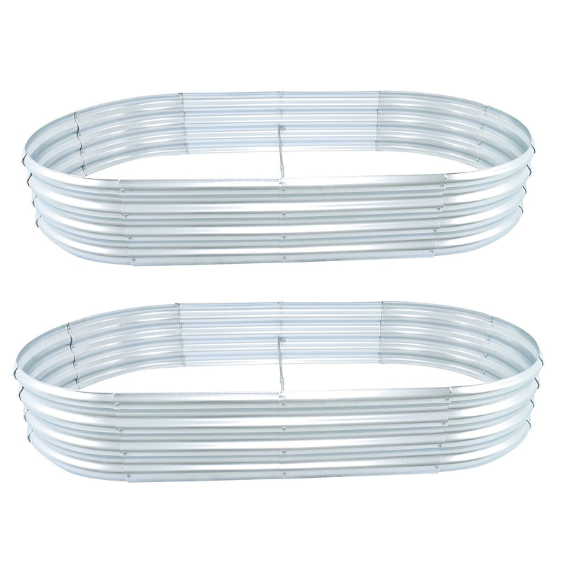 DURAFORCE 2 Pack 6×3×1 ft Galvanized Raised Garden Beds Outdoor Planter Boxes Metal Oval