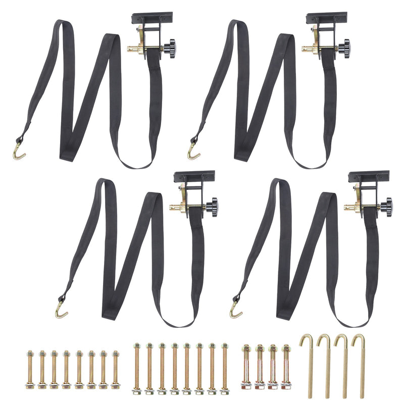 DURAFORCE 4 PCS 1.5 Inch x 7.5 FT 500LBS Load Retractable Ratchet Straps with J-Hooks