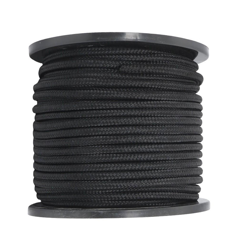 DURAFORCE 3/8 Inch Nylon Rope 250 Foot Spool 100% Nylon Solid Braid Rope Dyeable Black