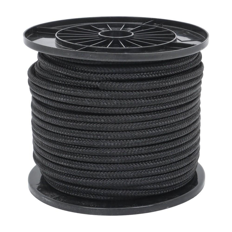 DURAFORCE 3/8 Inch Nylon Rope 250 Foot Spool 100% Nylon Solid Braid Rope Dyeable Black