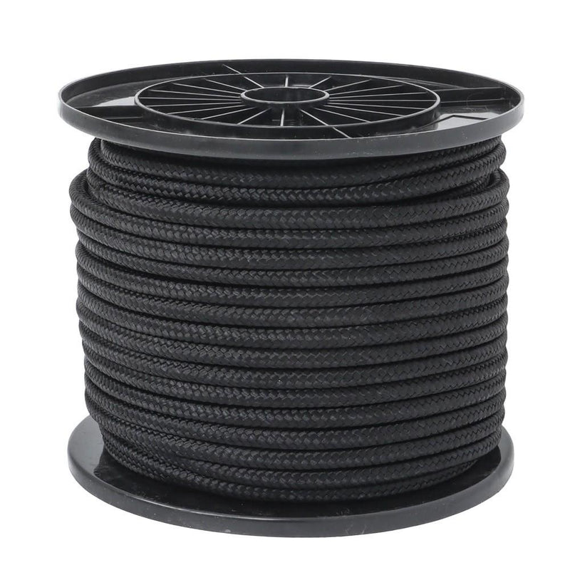 DURAFORCE 3/8 Inch Nylon Rope 250 Foot Spool 100% Nylon Solid Braid Rope Dyeable Black