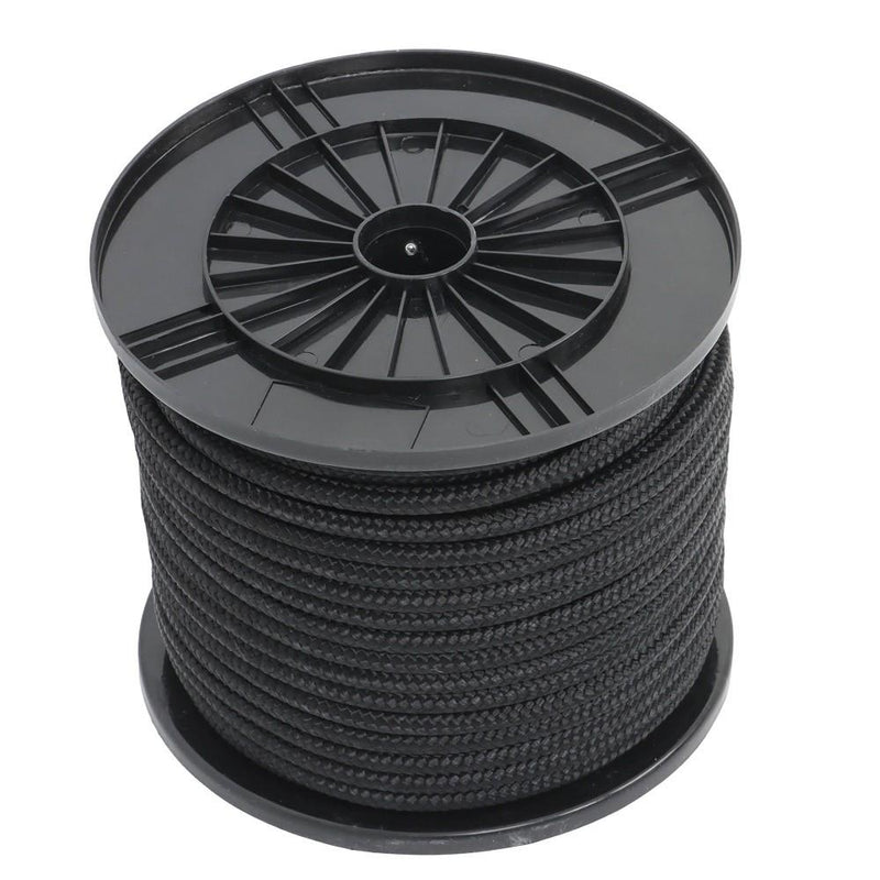 DURAFORCE 3/8 Inch Nylon Rope 250 Foot Spool 100% Nylon Solid Braid Rope Dyeable Black