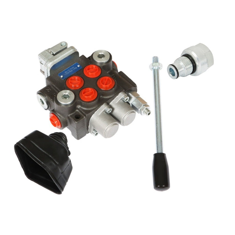 DURAFORCE 3600 PSI 11 GPM 2 Spool Hydraulic Directional Control Valve BSPP+Conversion Plug