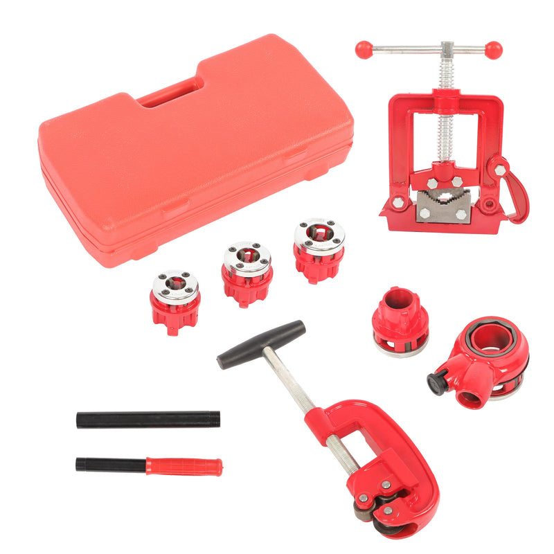 DURAFORCE Pipe Threader Ratchet Type Pipe Cutter Thread Tool With 5 Dies Set Handheld