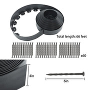 DURAFORCE 66FT 4" Garden Landscape Edging No Dig Lawn Edging Border With 60 6-In Spikes