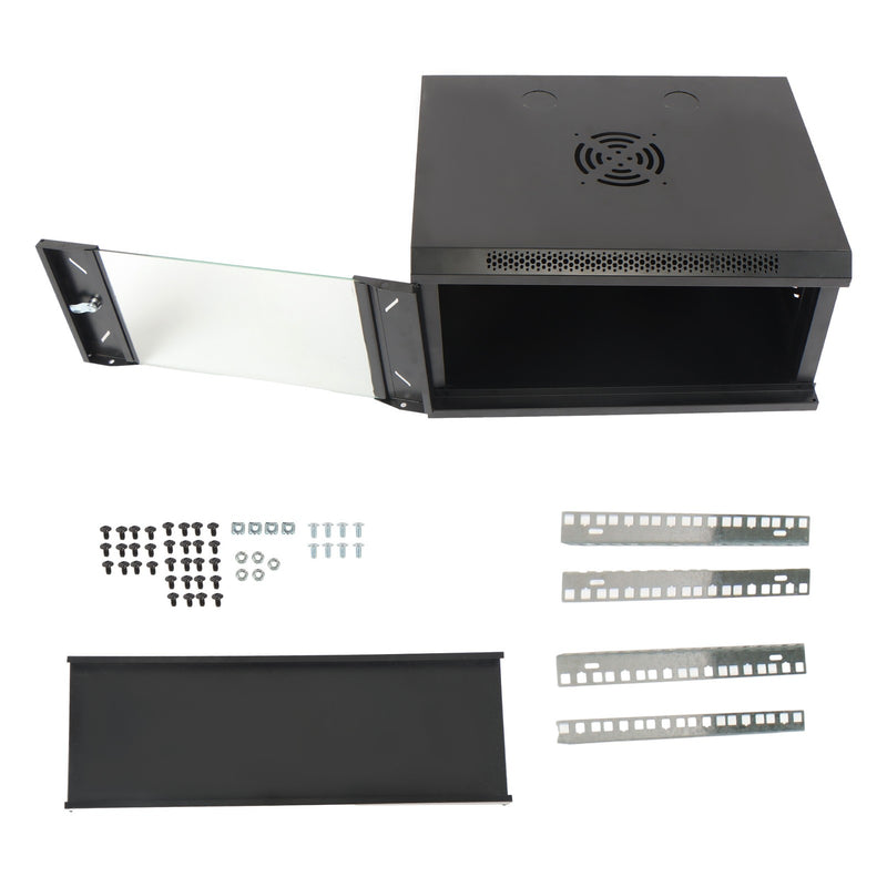 DURAFORCE 6U Wall Cabinet for Data Center, Office - 15.5" Deep, Secure Locking Glass Door