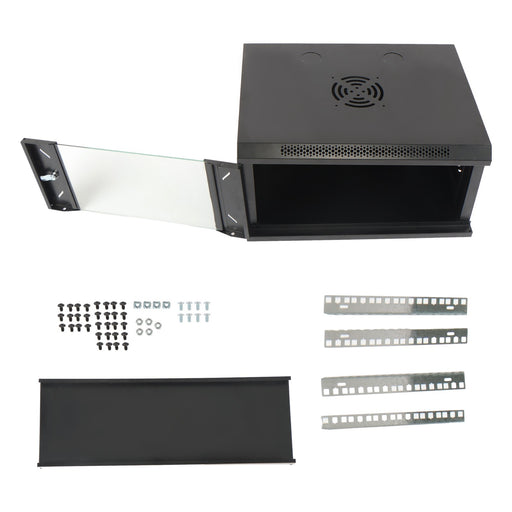 DURAFORCE 6U Wall Cabinet for Data Center, Office - 15.5" Deep, Secure Locking Glass Door