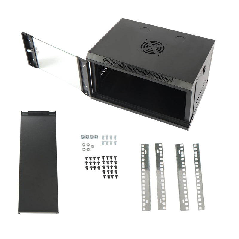 DURAFORCE 6U Wall Cabinet for Data Center, Office - 15.5" Deep, Secure Locking Glass Door