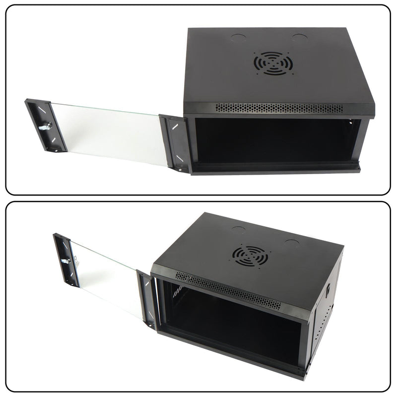DURAFORCE 6U Wall Cabinet for Data Center, Office - 15.5" Deep, Secure Locking Glass Door