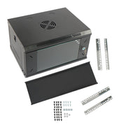 DURAFORCE 6U Wall Cabinet for Data Center, Office - 15.5" Deep, Secure Locking Glass Door