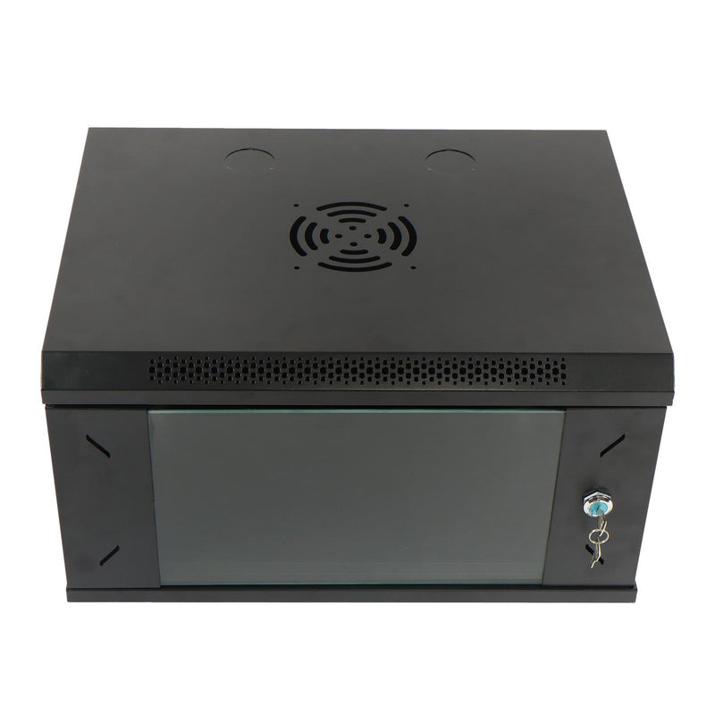 DURAFORCE 6U Wall Cabinet for Data Center, Office - 15.5" Deep, Secure Locking Glass Door