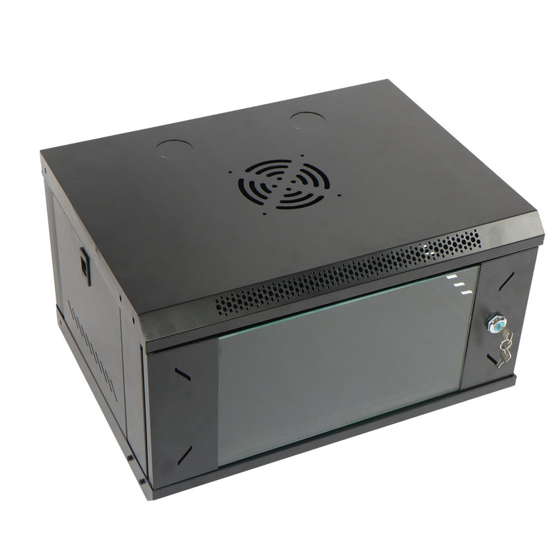DURAFORCE 6U Wall Cabinet for Data Center, Office - 15.5" Deep, Secure Locking Glass Door