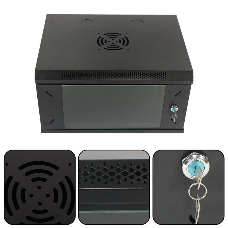 DURAFORCE 6U Wall Cabinet for Data Center, Office - 15.5" Deep, Secure Locking Glass Door