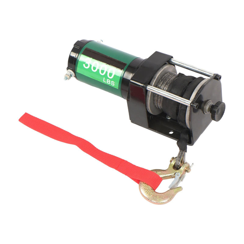 DURAFORCE 12V 3000 LBS Electric Winch 1/5in x 32ft Synthetic Rope Electric Winch